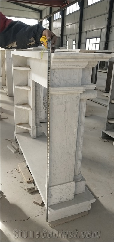 High Quality White Color Carrara Marble Fireplace