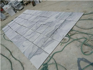 Laizhou White Cloudy and Light Grey Marble Tile