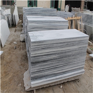 Laizhou White Cloudy and Light Grey Marble Tile
