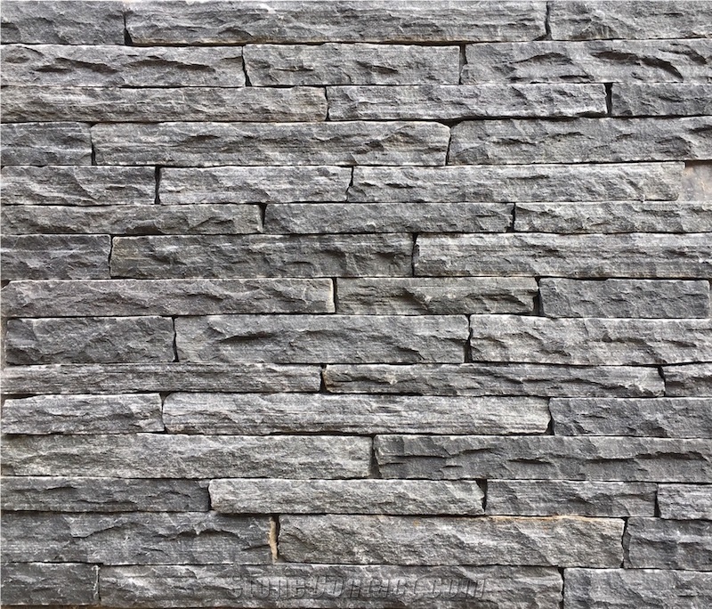 Monsoon Quartzite Black Stone Veneer, Wall Panels, Cultured Stone