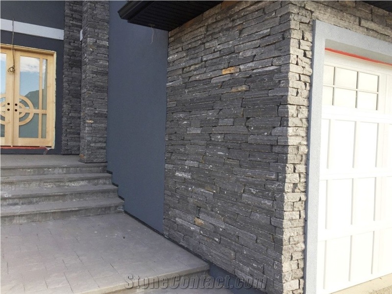 Monsoon Quartzite Black Stone Veneer, Wall Panels, Cultured Stone