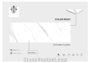 Florence Full Body 800x2400 White Ceramic Slab Tile 15 mm