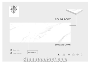 Florence Full Body 800x2400 White Ceramic Slab Tile 15 mm