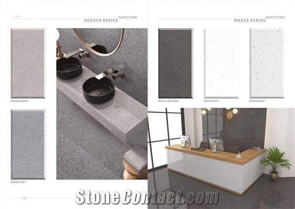 Florence Rocker and Mocca Engineered Quartz Slabs