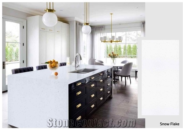 Florence Snow Flake Engineered Quartz Kitchen Island Top