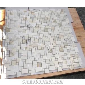 Calacatta Gold Marble Mini Versailles Mosaic Tile