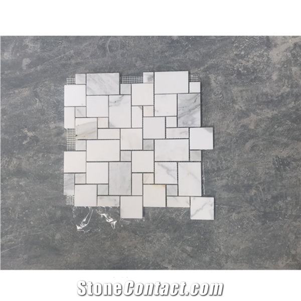 Calacatta Gold Marble Mini Versailles Mosaic Tile