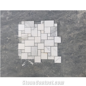 Calacatta Gold Marble Mini Versailles Mosaic Tile