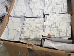 Calacatta Gold Marble Mini Versailles Mosaic Tile