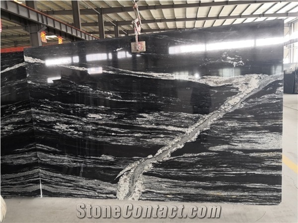 Mist Black Via Lactea Granite Slab for Kitchen Bathroom Tile