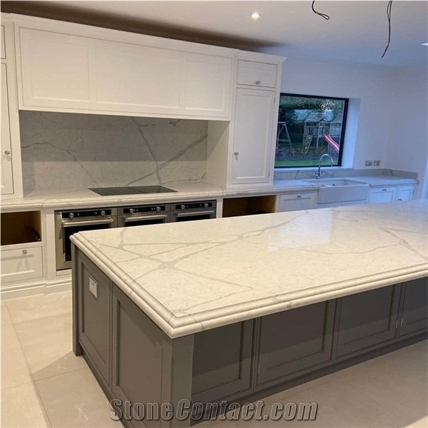 Prefabricated Home White Quartz Kitchen Countertop