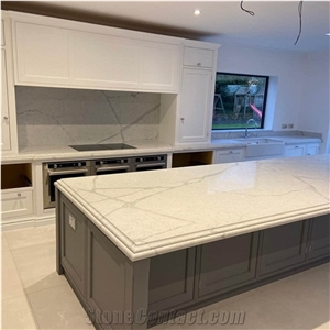 Prefabricated Home White Quartz Kitchen Countertop