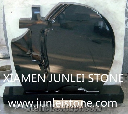 Black Granite Cross Tombstone Professional Production