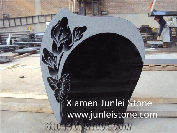 Black Granite Cross Tombstone Professional Production