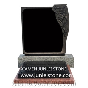 Black Granite Cross Tombstone Professional Production