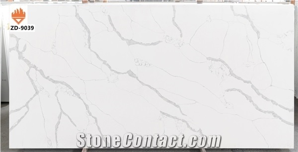 White Carrara Quartz Stone slabs for kitchen and bath