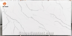White Carrara Quartz Stone slabs for kitchen and bath