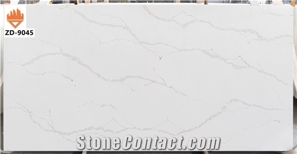 White Carrara Quartz Stone slabs for kitchen and bath