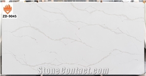 White Carrara Quartz Stone slabs for kitchen and bath