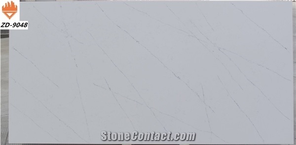 White Carrara Quartz Stone slabs for kitchen and bath