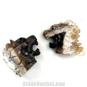 Crystal Wolf Quartz Cluster Folk Crafts Carved Animal Wolf