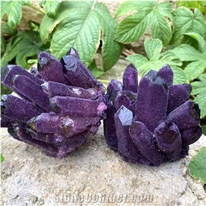 Purple Ghost Quartz Cluster Amethyst Crystal Home Decoration