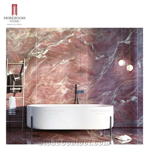 China Classical Red Pattern Sintered Stone Interior Wall Decoration Stone