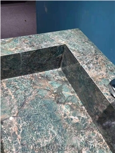 Custom Green Marble Sintered Stone Veneer Bathroom Cabinet