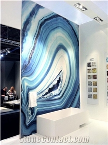Custom Interior Wall Onyx Pattern Building Art Glass Stone