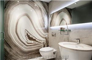 Custom Interior Wall Onyx Pattern Building Art Glass Stone