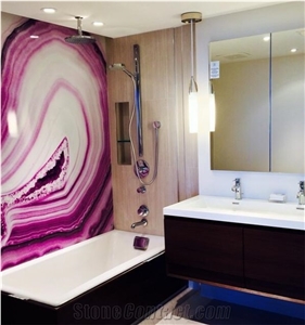 Custom Interior Wall Onyx Pattern Building Art Glass Stone