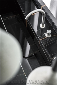 Custom Italian Black Sintered Stone Glazed Polished Tile