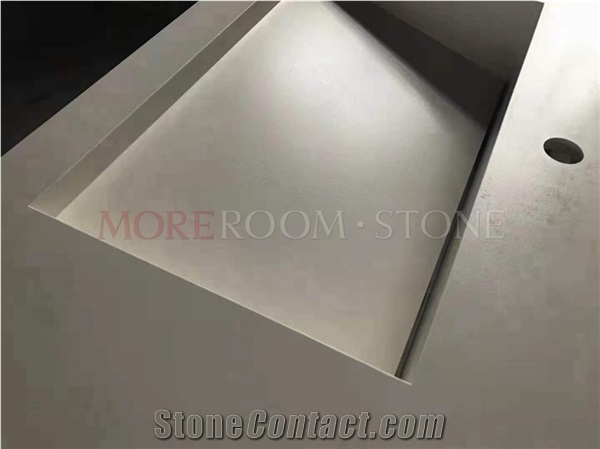 Extremely Thin White Marble Sintered Stone Bathroom Vanity