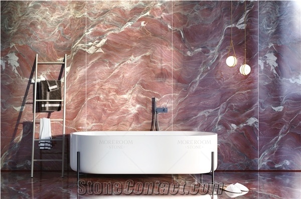 Large Artificial Red Marble Look Sintered Stone Polished Decoration Floor Tile