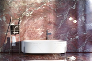 Large Artificial Red Marble Look Sintered Stone Polished Decoration Floor Tile