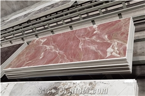 Large Artificial Red Marble Look Sintered Stone Polished Decoration Floor Tile