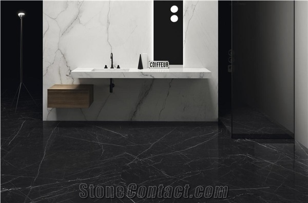 Large Format Black Marble Stone Decoration Floor Wall Tile