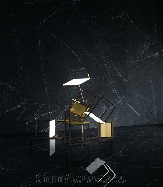 Large Format Black Marble Stone Decoration Floor Wall Tile