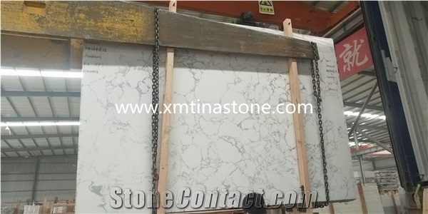 3d Artificial Stone Calacatta White Polished Slabs