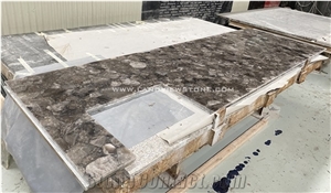 Backlit Semi-Precious Stone Smoky Grey Quartz Slabs