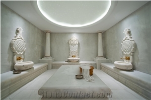 Afyon White Arcobaleno Marble Turkish Hammam