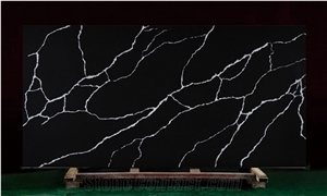 Black Calacatta Quartz Slab for Countertops