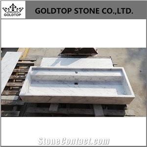 Carrara White Stone Double Basin Vanity Top with White Basin Carrara White Stone Double Basin Vanity Top with White Basin