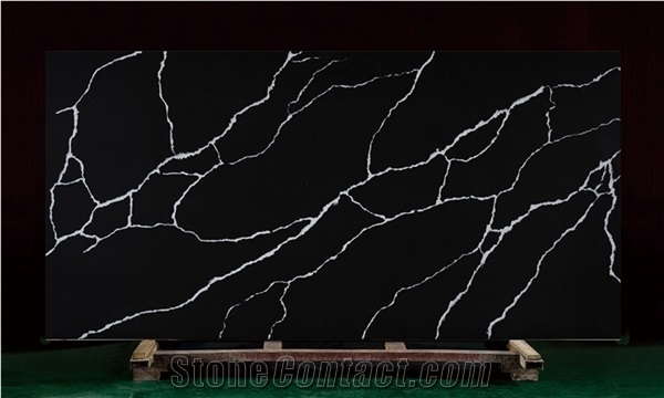China Suppliers Artificial Quartz Black Stone Prices Slabs
