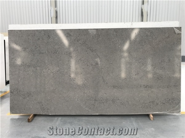 Surface Polished Artificial Stone Grey Quartz Slab