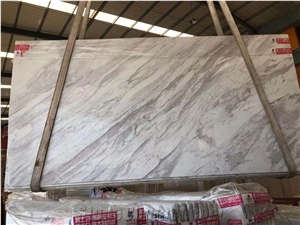 Original White Volakas Marble Bathroom Bookmatch Veins