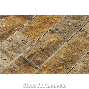 Gold Splitface Travertine Mosaics - 2"X4"