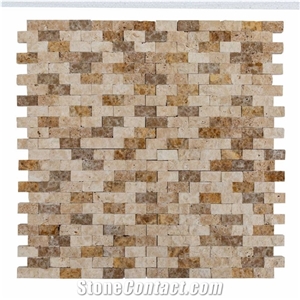 Noce Beige Gold Splitface Travertine Mosaics