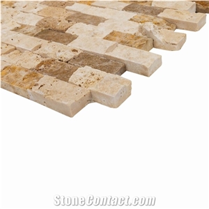 Noce Beige Gold Splitface Travertine Mosaics