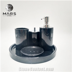 Black Marble 5 Piece Bathroom Accessories Set Stone
